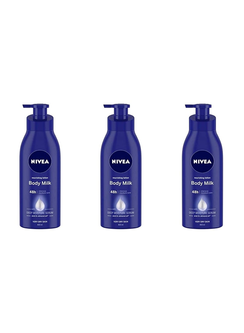 Nivea Body Milk nourishing lotion (Pack of- 3) (1200 ml) - Image 1
